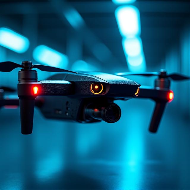 先進的な産業用ドローンのクローズアップ